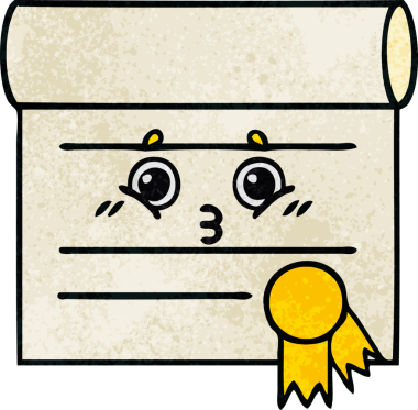 Bir insan tarafından çizilmiş sertifikanın grunge desen karikatürü