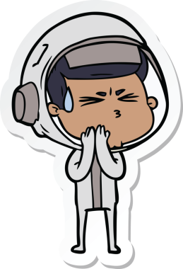 Bir insan tarafından çizilmiş astronotun çizdiği bir çizgi film çıkartması.