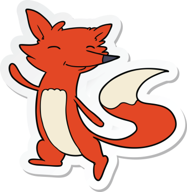 Bir insan tarafından çizilmiş mutlu tilki çizgi filmi çıkartması.