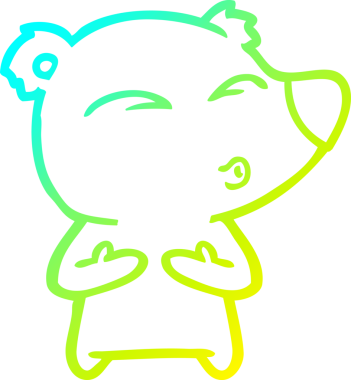 Bir insan tarafından çizilmiş ıslık çalan bir ayının soğuk çizgi çizimi.