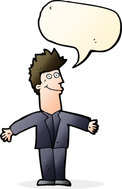 Bir insan tarafından çizilmiş konuşma balonlu mutlu adam çizgi filmi.