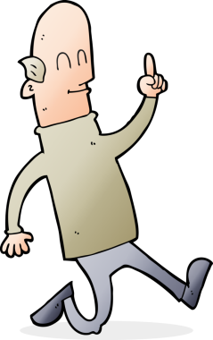 Bir insan tarafından çizilmiş bir fikri olan kel bir adam.