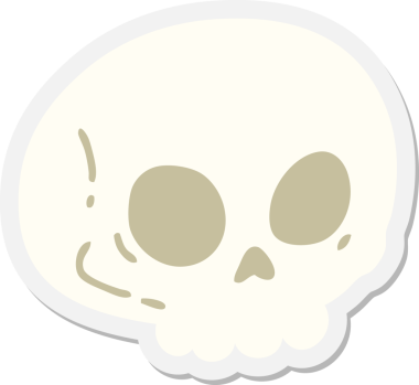 Bir insan tarafından çizilmiş ürkütücü kafatası etiketi.