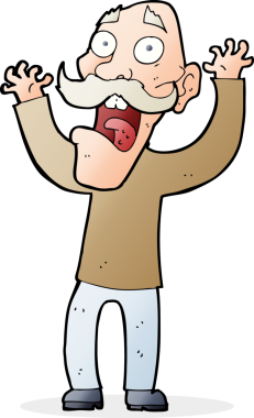 Çizgi film ihtiyarı bir insan tarafından korkutuluyor.