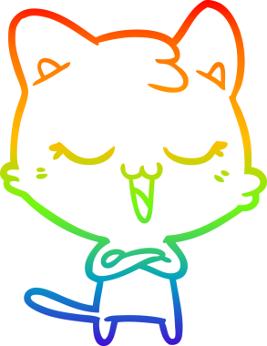 gökkuşağı gradyan çizimi mutlu çizgi film kedisi bir insan tarafından çizildi