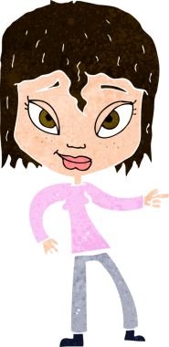 Bir insan tarafından çizilmiş rahat kadın çizgi filmi.