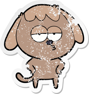 Bir insan tarafından çizilmiş sıkıntılı bir çizgi film çıkartması.