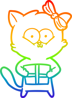 gökkuşağı gradyanı çizimi bir insan tarafından çizilmiş çizgi film kedisi