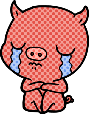 Bir insan tarafından çizilmiş ağlayan bir domuz.