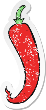 Bir insan tarafından çizilmiş kırmızı biber çizgi filminin gerilimli yapıştırması.