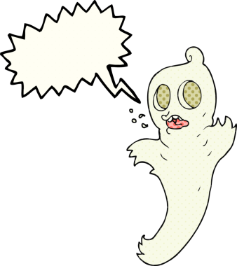 Bir insan tarafından çizilmiş serbest çizilmiş çizgi roman konuşma balonu çizgi film hayaleti.