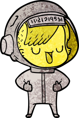 Bir insan tarafından çizilmiş astronot kadın.