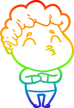 Gökkuşağı gradyan çizgi çizimi bir insan tarafından çizilen bir çizgi film adamı