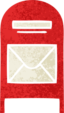 Bir insan tarafından çizilmiş posta kutusunun retro illüstrasyon tarzı karikatürü