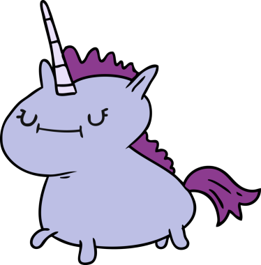 Bir insan tarafından çizilmiş sihirli bir tek boynuzlu atın el çizimi karalaması.