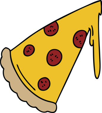 Bir insan tarafından çizilmiş tuhaf bir pizza dilimi.