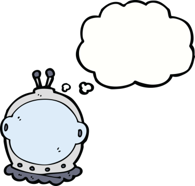 Bir insan tarafından çizilmiş düşünce baloncuklu astronot kaskı.