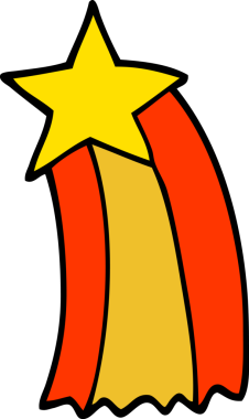 Bir insan tarafından çizilmiş karalama stili kayan yıldız.