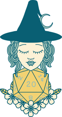 Retro Dövme Tarzı İnsan Cadı Doğal 20 zar atışıyla Bir insan tarafından çizilmiş