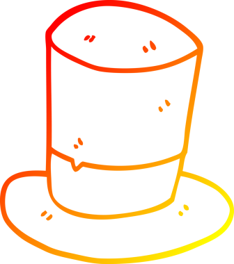 Bir insan tarafından çizilmiş bir çizgi film silindir şapkasının sıcak çizgi çizimi