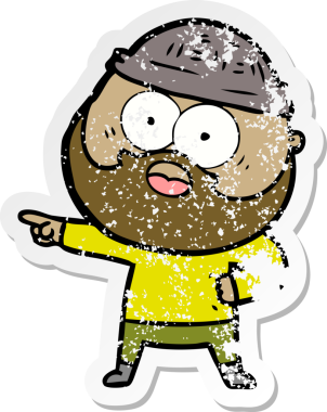 Bir insan tarafından çizilmiş sakallı bir adamın sıkıntılı çıkartması.