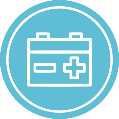 Bir insan tarafından çizilmiş endüstriyel pil dairesel simgesi