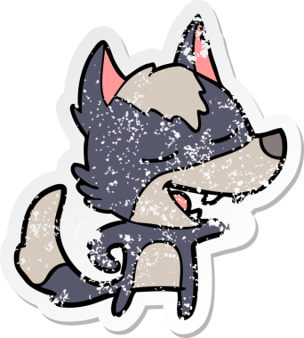 Bir insan tarafından çizilmiş bir karikatür kurdunun sıkıntılı çıkartması.