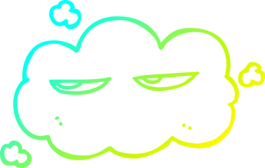 Bir insan tarafından çizilmiş soğuk bir çizgi film bulutunun çizimi.