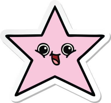 Bir insan tarafından çizilmiş şirin bir çizgi film yıldızının çıkartması.