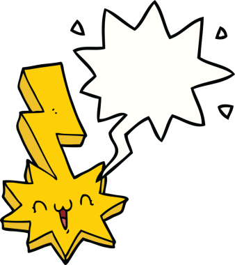 Bir insan tarafından çizilmiş konuşma baloncuklu karikatür yıldırımı