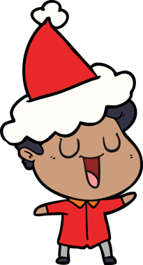 Bir insan tarafından çizilmiş Noel Baba şapkası giymiş bir adamın çizdiği el çizimi.