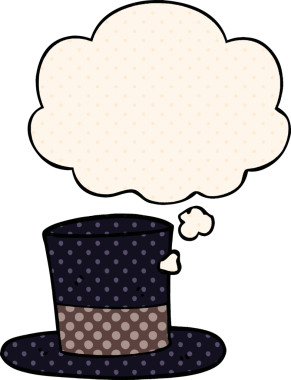 Bir insan tarafından çizilmiş, düşünce baloncuklu çizgi roman şapkası.