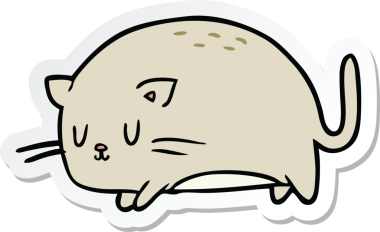 Bir insan tarafından çizilmiş şirin bir çizgi film kedisinin çıkartması.