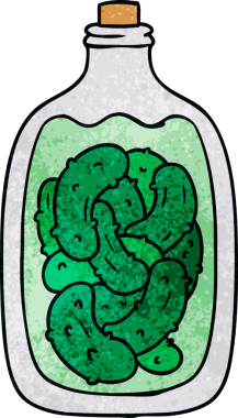 Bir insan tarafından çizilmiş el yapımı karikatür karalama kavanozu turşu turşusu.