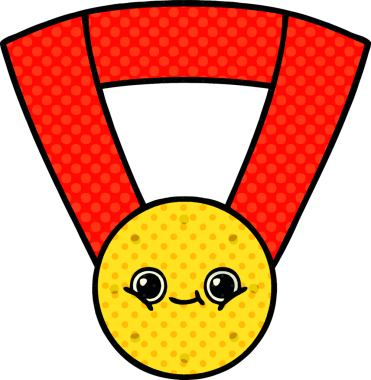 Bir insan tarafından çizilmiş altın madalyanın karikatürü.