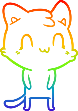gökkuşağı gradyan çizgi çizimi Bir insan tarafından çizilmiş mutlu kedi
