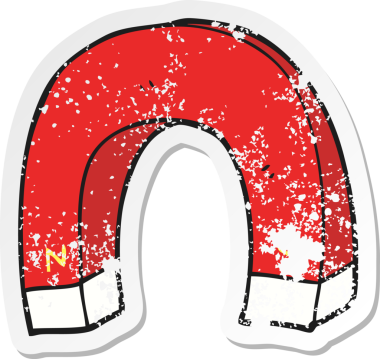 Bir insan tarafından çizilmiş karikatür mıknatısının gerilmiş yapıştırması.