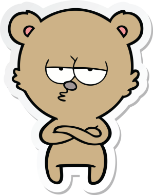 Bir insan tarafından çizilmiş sıkılmış bir ayı çizgi filminin çıkartması.