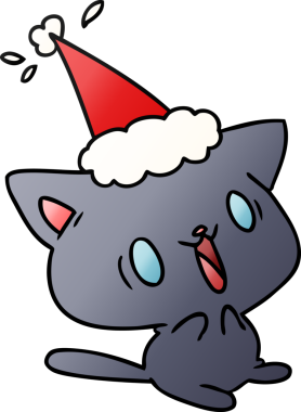 Bir insan tarafından çizilmiş kawaii kedisinin el çizimi gradyan çizgi filmi.