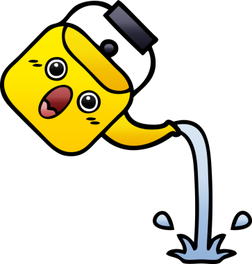 Bir insan tarafından çizilmiş gölgelenmiş çaydanlık karikatürü.