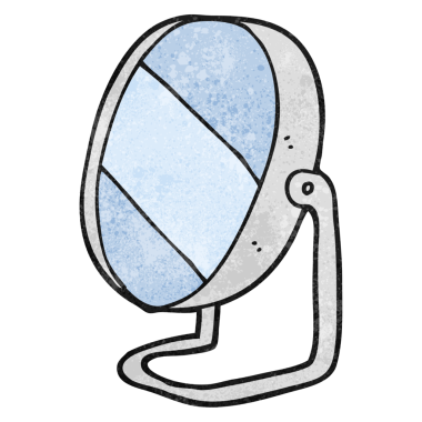 Bir insan tarafından çizilmiş el yapımı banyo aynası.