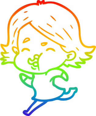 Gökkuşağı gradyan çizgi çizimi Bir insan tarafından çizilen bir kız karikatürü