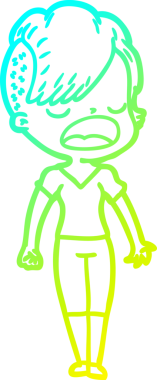 Bir insan tarafından çizilmiş havalı bir hippi kızın soğuk gradyan çizimi.