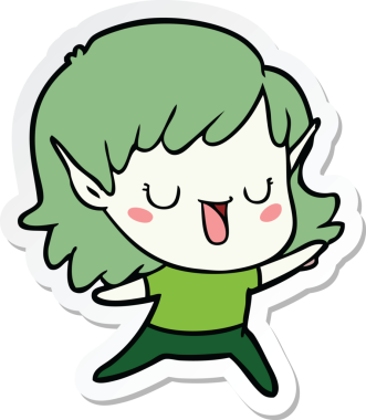 Bir insan tarafından çizilmiş bir elf kızının çıkartması.