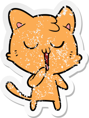 Bir insan tarafından çizilmiş bir çizgi film kedisinin sıkıntılı çıkartması.