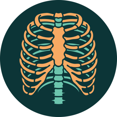 Bir insan tarafından çizilmiş göğüs kafesinin ikonik dövme şekli