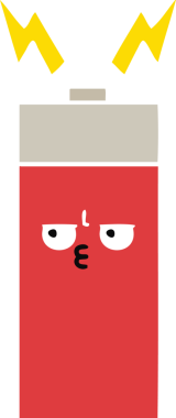 Bir insan tarafından çizilmiş düz renk retro pili.