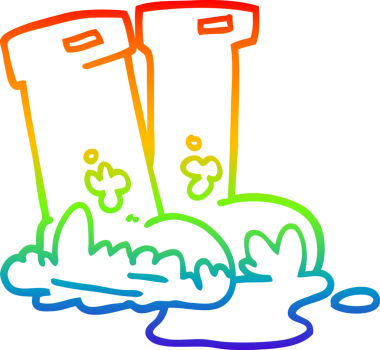 gökkuşağı gradyan çizgi çizimi bir insan tarafından çizilmiş Wellingtons