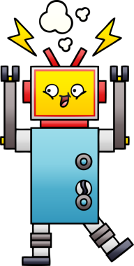 Bir insan tarafından çizilmiş bir robotun gölgelenmiş çizimi