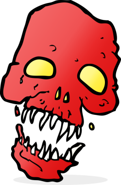 Bir insan tarafından çizilmiş korkunç kafatası.